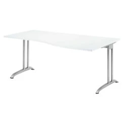 Freiformtisch Berlin - 720 X 2000 X 1200/800 Mm - C-Fuß Design - Weißaluminium/weiß 110161 -Büromöbel Förderung 09a38b63 37a3 4ff0 9822 3747dd82a108 4