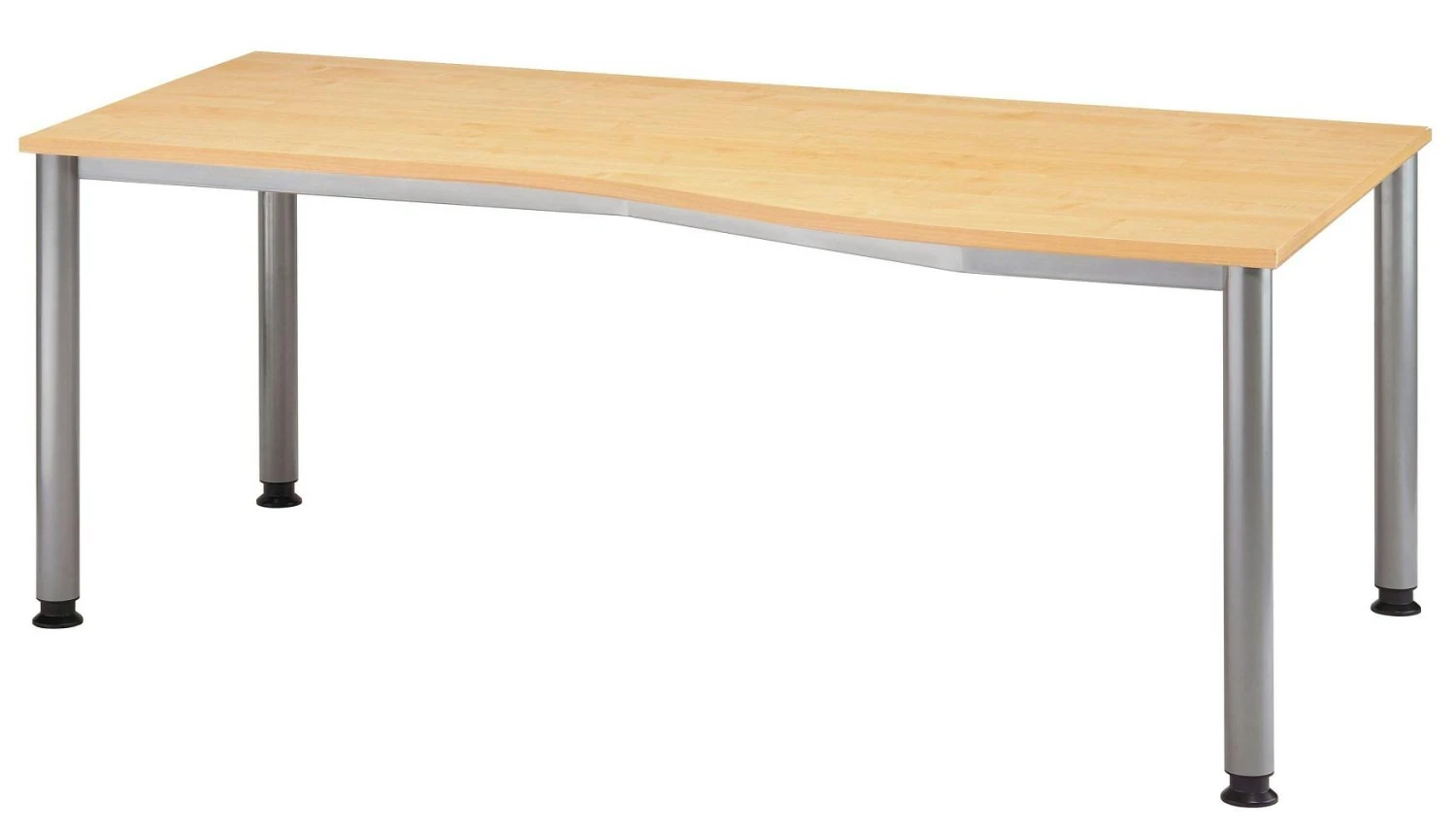 Freiformtisch Helsinki - 680-760 X 1800 X 1000/800 Mm - 4-Fuß-Gestell - Weißaluminium/nussbaum 5 Freiformtisch Helsinki - 680-760 X 1800 X 1000/800 Mm - 4-Fuß-Gestell - Weißaluminium/nussbaum – Bild 5