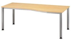 Freiformtisch Helsinki - 680-760 X 1800 X 1000/800 Mm - 4-Fuß-Gestell - Weißaluminium/ahorn