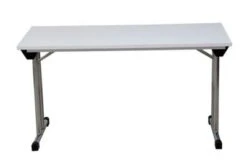 PROREGAL Klapptisch Lizard | T-Fuß-Gestell-Rund | HxBxT 75x140x70 Cm | Chrom-Grau -Büromöbel Förderung 0f20bc37 e7e5 4f5d 9c6e 04f9f30b3049 1