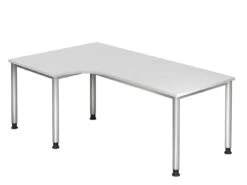 Freiformtisch Helsinki - 680-760 X 2000 X 1200/800 Mm - 4-Fuß-Gestell - Weißaluminium/lichtgrau -Büromöbel Förderung 1d9c6dad e829 4a55 99eb 641e2eeeaa15 1