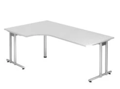 Freiformtisch Berlin - 720 X 2000 X 1200/800 Mm - C-Fuß Design - Weißaluminium/weiß 110161 -Büromöbel Förderung 2028d75f 9d2d 4d54 9e87 ee5ab5d6c57d 2
