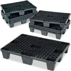 Kunststoffpalette Mit 3 Kufen, LxBxH 1200 X 1000 X 150 Mm, Schwarz, Mit Sicherungsrand -Büromöbel Förderung 28f94ec7 2c18 4a1d 8803 d88db566a220 5