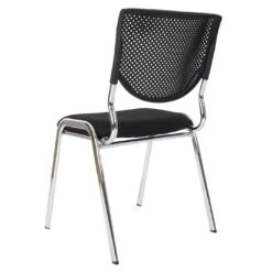 Besucherstuhl T401, Konferenzstuhl Stapelbar, Stoff/Textil ~ Sitz Schwarz, Füße Chrom -Büromöbel Förderung 3fa7071d b060 444c 8c17 a9b2bc82ddae