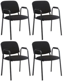 4er Set Besucherstühle Ken PRO Stoff Schwarz