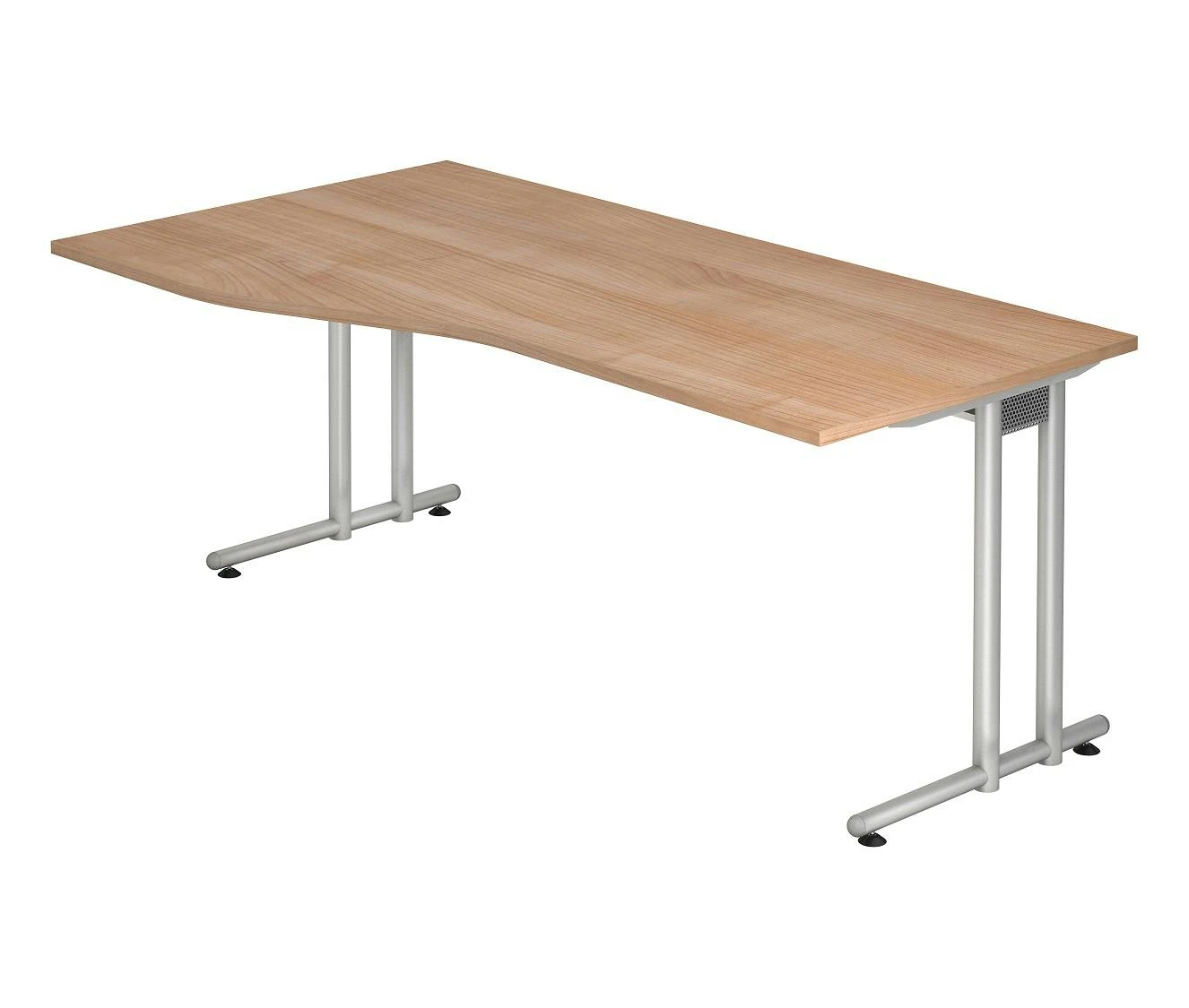 Freiformtisch New York - 720 X 1800 X 1000/800 Mm - C-Fuß Design - Weißaluminium/nussbaum 110554 1 Freiformtisch New York - 720 X 1800 X 1000/800 Mm - C-Fuß Design - Weißaluminium/nussbaum 110554