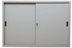 PROREGAL Schiebetürenschrank Ant | 3 Ordernhöhen | HxBxT 109x160x45 Cm | Grau