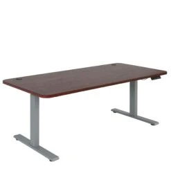 Schreibtisch HWC-D40, Computertisch, Elektrisch Höhenverstellbar 160x80cm 53kg ~ Kirsch-Dekor, Grau
