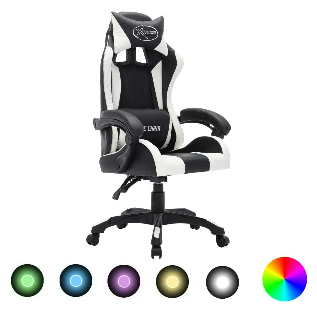 VidaXL Gaming-Stuhl Mit RGB LED-Leuchten Gold Und Schwarz Kunstleder 3 VidaXL Gaming-Stuhl Mit RGB LED-Leuchten Gold Und Schwarz Kunstleder – Bild 3