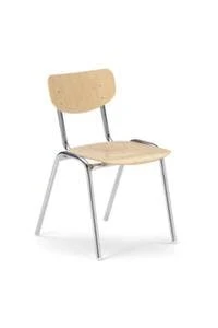 Besucherstuhl, 4-Fuß Rundrohr Verchromt, Sitz/Rücken Buche