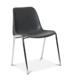 Besucherstuhl, 4-Fuß Verchromt, Sitzschale Kunststoff Anthrazit