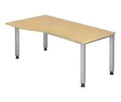 Freiformtisch Helsinki - 680-760 X 2000 X 1200/800 Mm - 4-Fuß-Gestell - Weißaluminium/buche -Büromöbel Förderung 7c817f67 53bc 47a9 bb9b 6cfa8f84d26d 2