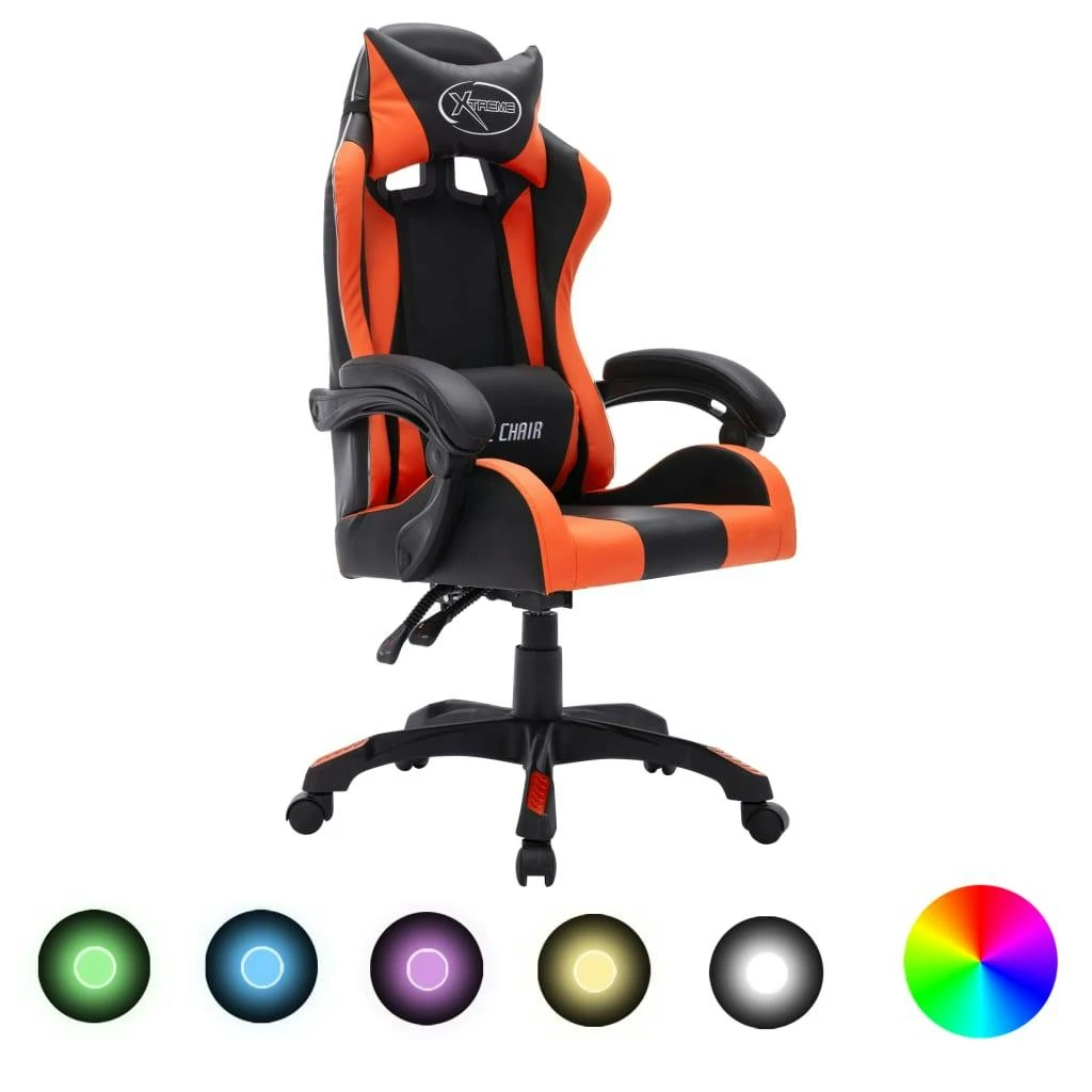 VidaXL Gaming-Stuhl Mit RGB LED-Leuchten Gold Und Schwarz Kunstleder 2 VidaXL Gaming-Stuhl Mit RGB LED-Leuchten Gold Und Schwarz Kunstleder – Bild 2