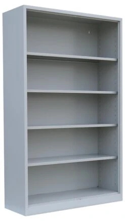 Aktenregal, Büroregal, Ordnerregal, 4 Fachböden, 5 Ordnerhöhen, Farbe: RAL 7035 Lichtgrau, 1950 X 1200 X 422 Mm 540160