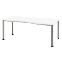 Freiformtisch Helsinki - 680-760 X 1800 X 1000/800 Mm - 4-Fuß-Gestell - Weißaluminium/ahorn -Büromöbel Förderung 9d225c84 fef4 4993 a94d 017024072415