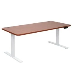 Schreibtisch HWC-D40, Computertisch, Elektrisch Höhenverstellbar 160x80cm 53kg ~ Natur, Weiß