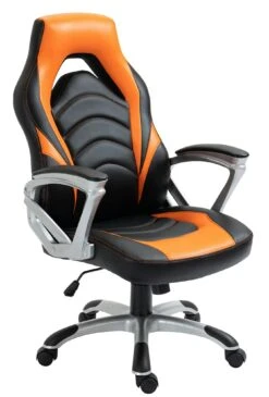 Bürostuhl Foxton Kunstleder Schwarz/orange