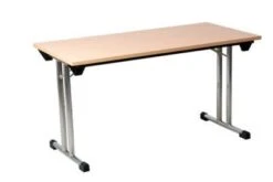 PROREGAL Klapptisch Lizard | T-Fuß-Gestell-Rund | HxBxT 75x140x70 Cm | Chrom-Buche -Büromöbel Förderung b12a42d9 1526 49c9 a1d0 a69b5498a8da