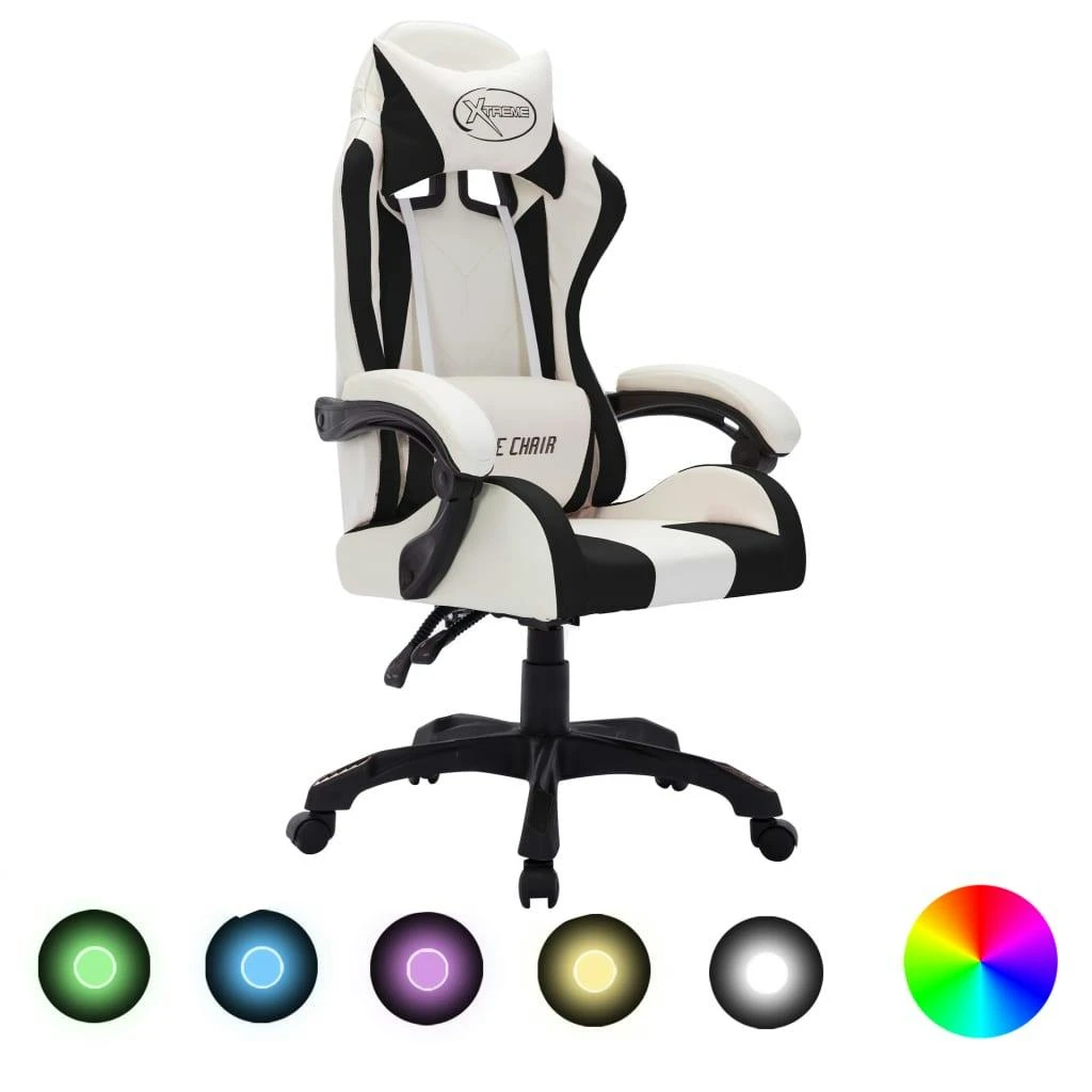 VidaXL Gaming-Stuhl Mit RGB LED-Leuchten Gold Und Schwarz Kunstleder 4 VidaXL Gaming-Stuhl Mit RGB LED-Leuchten Gold Und Schwarz Kunstleder – Bild 4