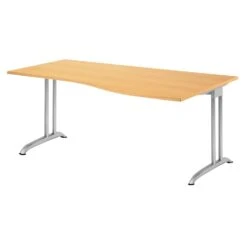 Freiformtisch Berlin - 720 X 1800 X 1000/800 Mm - C-Fuß Design - Weißaluminium/lichtgrau 110150 -Büromöbel Förderung cddadf2e 8da6 48d3 9843 efe950d5f2de 2