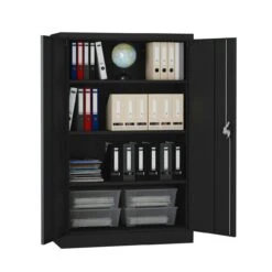Aktenschrank Schwarz Büroschrank Metallschrank Abschließbar Lagerschrank 180x80/ 530337 -Büromöbel Förderung d95051a3 678b 42cb 8fc0 476c22454e67