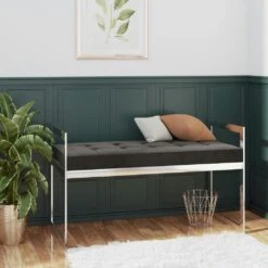 VidaXL Bank 97 Cm Grau Samt Und Edelstahl -Büromöbel Förderung db109e9b 5c2f 474e 94ee ed2bbab973a4