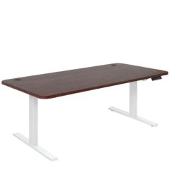 Schreibtisch HWC-D40, Computertisch, Elektrisch Höhenverstellbar 160x80cm 53kg ~ Kirsch-Dekor, Weiß