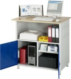 PC-Schrank, HxBxT 1100x720x660mm, Auszugboden, Schublade, 4 Lenkrollen, Korpus RAL7035, Front RAL7035, Platte Buche -Büromöbel Förderung dcd9cefd 2d35 432f aad0 0d42b6e09151 1