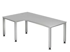 Freiformtisch Quebec - 680-760 X 2000 X 1200/800 Mm - 4-Fuß-Gestell - Weißaluminium/buche -Büromöbel Förderung e06c4051 f6d9 4238 b8ca c2e1f15c3fb1