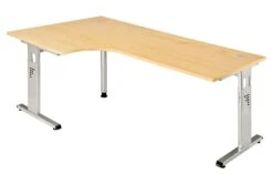 Freiformtisch Berlin - 720 X 2000 X 1200/800 Mm - C-Fuß Design - Weißaluminium/weiß 110161 -Büromöbel Förderung fdbc694c 3969 4054 8336 5c1d39031b31 6